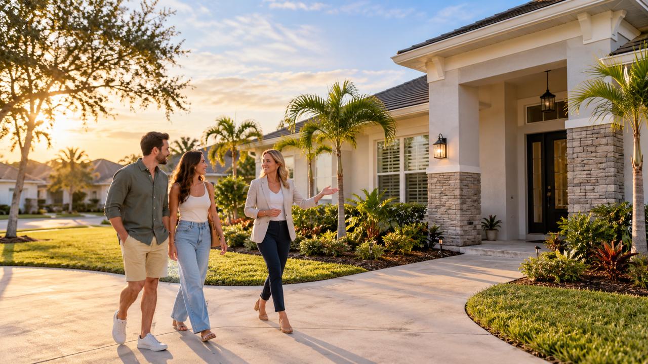 A residential street in a Pasco County, Florida neighborhood